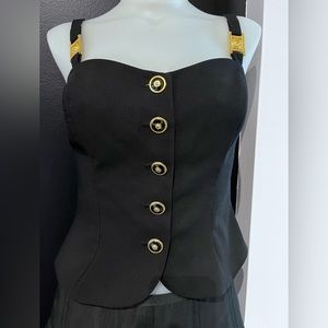 Nina K Vintage Top black with gold detail size 8